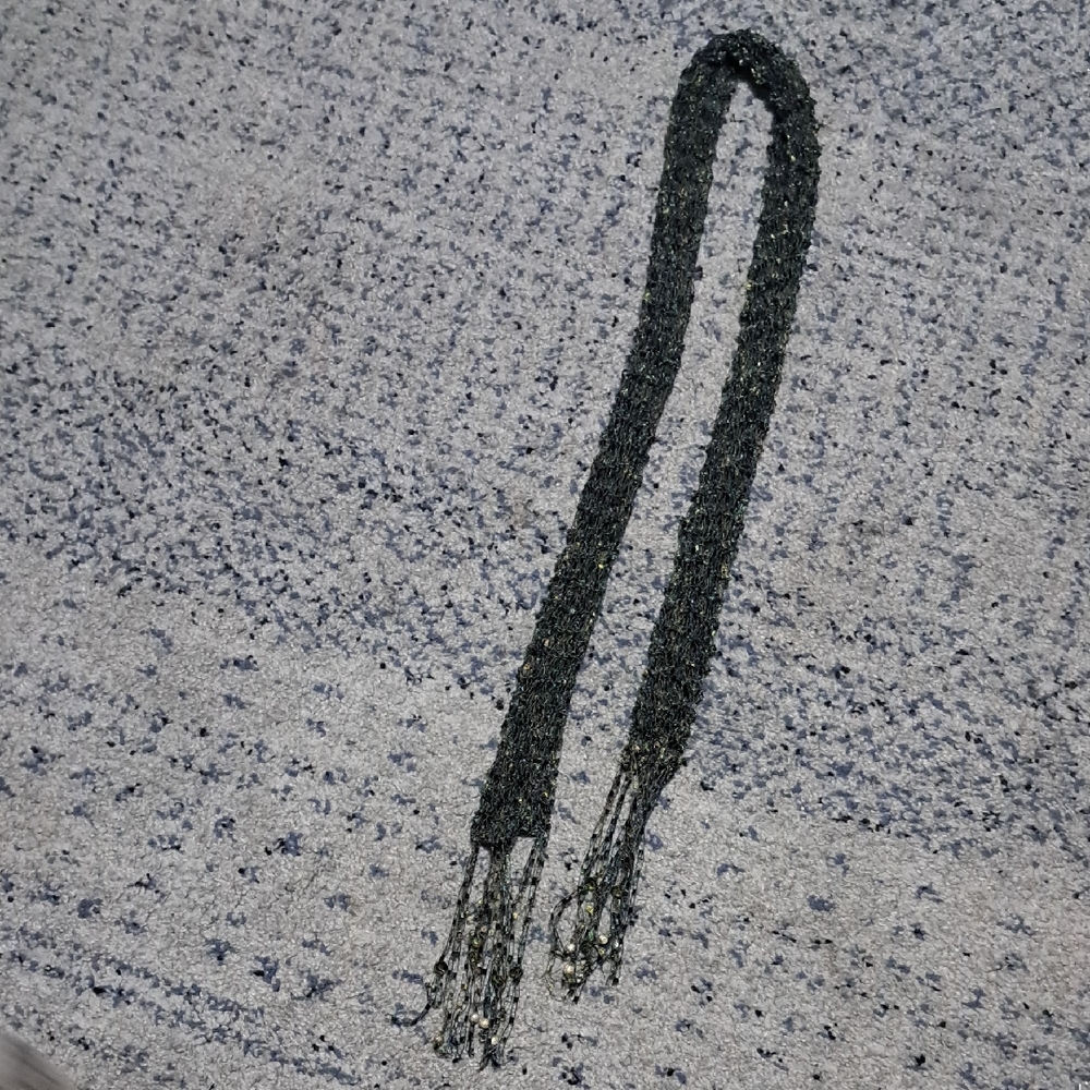 Source Unknown Black Beaded Scarf